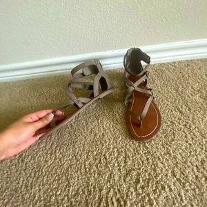 Brown/taupe flat multi strap sandals!!